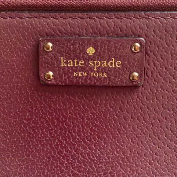 Kate Spade NY Double Zipper Leather Wristlet Maroon - Picture 7 of 7